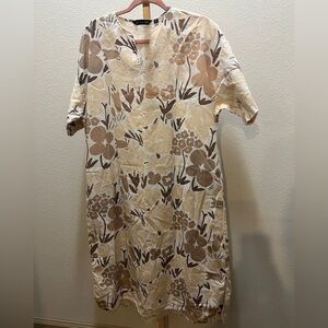 Uniqlo x Marimekko Women's Linen Blend Short Sleeve Dress With Pockets Natural M